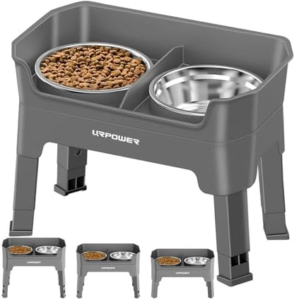 URPOWER Elevated Dog Bowls, 3-in-1 Double Deck Raised Dog Bowl Stand by URPOWER
