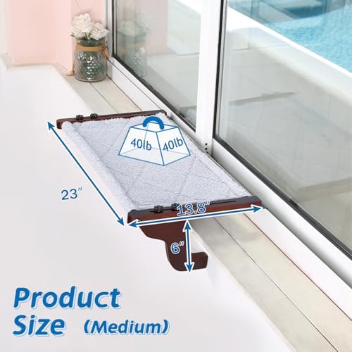 Zakkart 2-PC Easy Seat Cat Perch for Windowsill (Dark Stained Wood/Gray, M) - Image 5