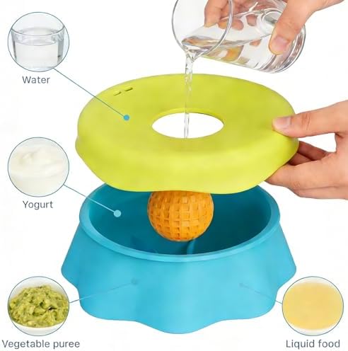 Slow Feeder Dog Bowl with Lick Ball, 2-in-1 Food Grade Silicone Dog Slow Eating Bowl, Detachable Anti-Choke Slow Feeder for Medium Large Dogs, Non-Slip Slow Eating Pet Bowl for Wet & Dry Food - Image 4