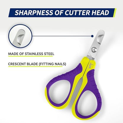 WePet Pet Nail Clippers U07.1, Professional Claw Trimmer, Bended Scissor Special for Cats, Kittens, Dogs, Puppies, Small Animals, Yellow/Purple - Image 3