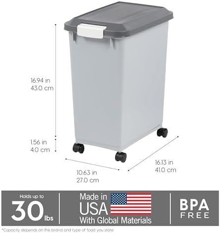 IRIS USA Dog Food Storage Container, 2-Pack, Up to 30 lbs, Gray/Dark Gray - Image 2
