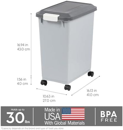 IRIS USA Dog Food Storage Container, 2-Pack, Up to 30 lbs, Gray/Dark Gray - Image 2