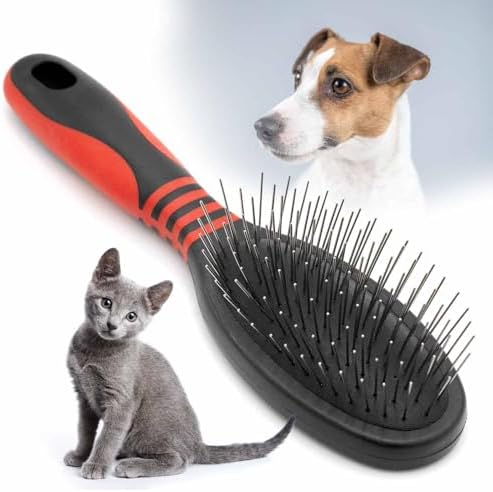 Jeffers Pet Single Sided Pin Brush for Dogs Cats Horses, Patented Pin Pad, Durable Bristles, Detangling Grooming Brush for Medium to Long Hair, Smooth Finish, Tangle Free Coat, Travel Size - Medium by Jeffers