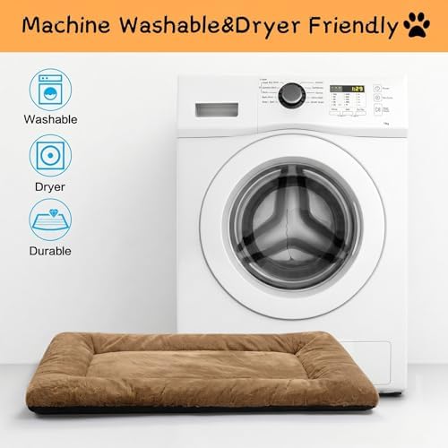 Dog Crate Pad Washable Dog Bed for Crate Large Cozy Mat 48-Inch Camel - Image 5