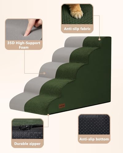 Aodisman Dog Stairs for High Beds,5 Step Pet Ramp for Dogs and Cats,22.4" H - Image 3