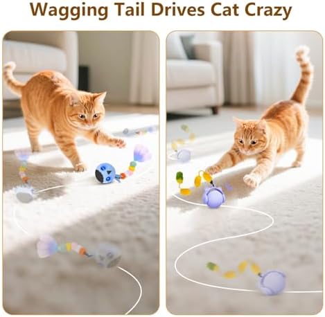 ORSDA 3 PCS Replacement Refills, Cat Toys Feather Tail, Bubble Fuzzy Ball, Pom Pom Balls for Electric Kitten Toys, only Suitable T93&T96 Cat Ball Toy - Image 3