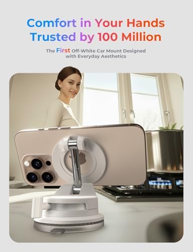 LISEN for MagSafe Car Mount [3800gf Strong Magnet&90+LBS Suction] 360 Adjustable Vacuum Magnetic Phone Holders for Your Car, for iPhone 18 Pro Max 17 16 15 14 13 12 Plus Air for Shower All Smartphone - Image 6