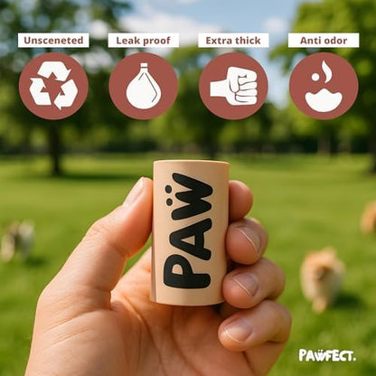 Pawfect Dog Poop Bags Rolls – Biodegradable Poop Bags, Compostable Dog Waste Bags, BPI Certified Pet Waste Bags, Unscented, Large, Puppy Poo, Earth Friendly, Bolsas Para Perros Popo (480 Counts) - Image 2