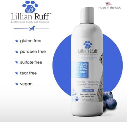 Lillian Ruff PRO Formula Berry Blue Brightening Dog Conditioner - Professional Whitening Conditioner Hydrate Dry Skin, Soften, Detangle, Restore Shine - Provitamin B5, USA Made 16oz - Image 6