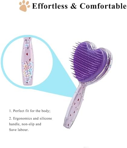 Small Soft Dog Grooming Brush, Pet Massage Hair Brush - Purple - Image 4