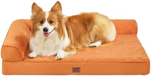 EHEYCIGA Orthopedic Dog Bed, Medium Memory Foam Dog Bed, Pumpkin by EHEYCIGA