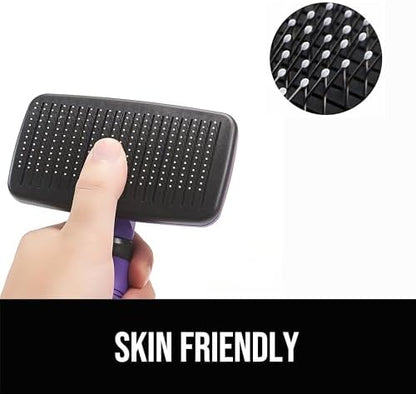 Self Cleaning Slicker Brush for Dogs& Cats, Skin Friendly Grooming Brush for Shedding Long&Short Haired Dogs& Cats, Deshedding Pet Supplies Accessories, Purple - Image 4