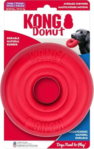 KONG Donut Dog Toy, Natural Rubber Chew Toy, for Large/X-Large Dogs by KONG
