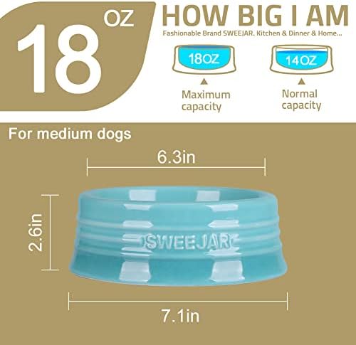 Sweejar Gradient Dog Bowl, Ceramic Dog Food Dish for Medium Dogs and Cat, Porcelain Pet Bowl for Food and Water 18 oz (Gradient Light Blue) - Image 6