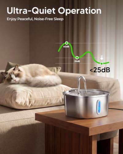 PEKTACO Stainless Steel Cat Water Fountain with 3 Filters, 3.2L/108oz - Image 6