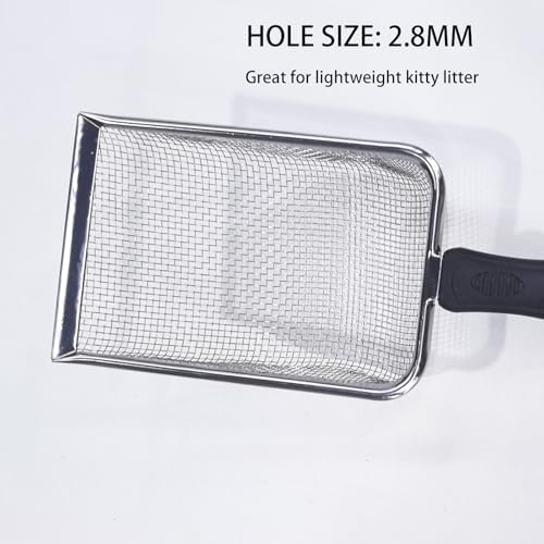 Cat Litter Scoop with Stainless Steel Mesh, 2.8mm Hole - Image 3