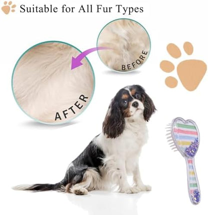 Small Soft Dog Grooming Brush, Pet Massage Hair Brush (Rainbow) - Image 5