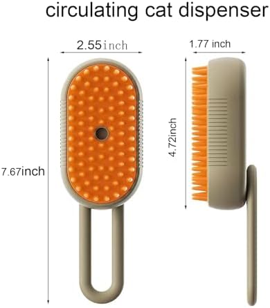 4-in-1 Cat Steam Brush Cat and Dog Anti-Static steam Brush with Spray for Massaging,Cleaning,Shedding,Grooming,2025 New Rechargeable Pet Grooming Brushes(Cream Khaki) (Brush White) - Image 4