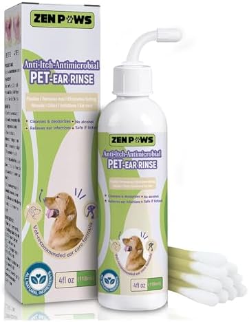 Zenpaws Dog and Cat Ear Cleaner Solution – Ear Drops - - Advanced Veterinary Recipe. Remove Wax and Build up and Relieve Itchiness - Alcohol-Free by Zenpaws