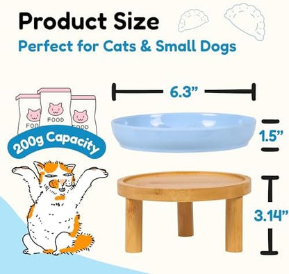 Slow Feeder Bowl, 6.3″ Elevated Cat Bowl with Stand, Melamine Wide Shallow Food Bowl, Whisker-Friendly Raised Plate, Wet Food Feeder for Slow Eating (Blue) - Image 3