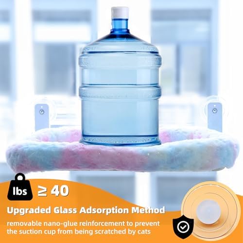 Cat Window Perch, Sturdy Cat Hammock with Strong Suction Cups for Large Heavy Cats, Gradient Color Shiny Fabic with Cushioned Border, Cute Window Bed Seat for Cats Inside with Movable Toy Hooks (XL) - Image 4