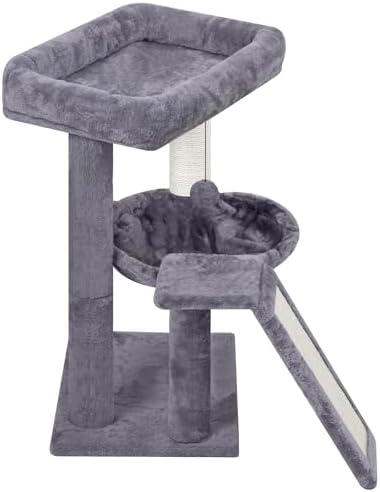 YOUPET Cat Tree with Cat Scratching Post for Indoor Cats, Cat Tower with Scratching Board and Playful Toy Balls, Cat Tree Tower with Cozy Hammock,Grey - Image 7