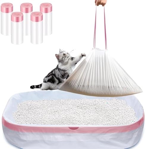 25 Count Jumbo Cat Litter Box Liners, Heavy Duty Cat Litter Bags, Extra Thick Litter Pan Liners with Drawstring for Pet Cat Litter Tray (45" x 18") by Unknown