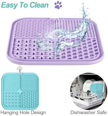 Dog, cat Silicone Food Grade Licking mat Slow Feeder Great for Yogurt,Peanut Butter Cold Smear Treats (Lilac, Medium) - Image 5