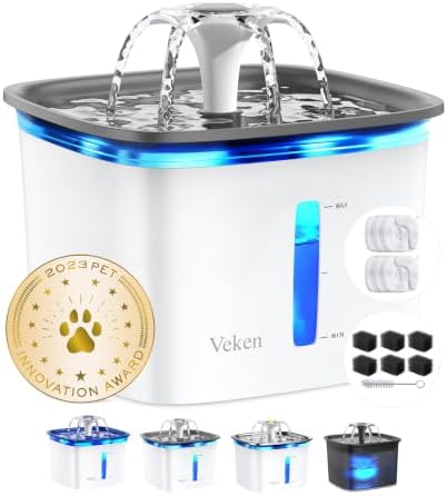Veken Innovation Award Winner 95oz/2.8L Cat Water Fountain by Veken