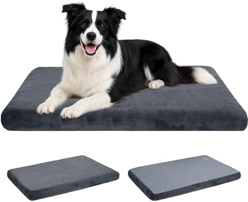 EMPSIGN Dog Bed Mat Crate Pad Mattress, Ultra Soft Pet Kennel, Grey, Large by EMPSIGN