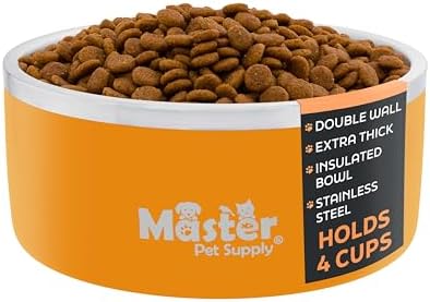 Master Pet Supply Stainless Steel Dog Bowls 32 oz Heavy Duty Mango Tango by MasterPetSupply