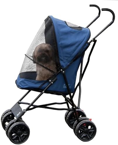 Pet Gear Travel Lite Plus Stroller, Compact, Easy Fold, No Assembly Required, Large Wheels for Cats and Dogs up to 15 pounds, Blue Oasis by PetGear