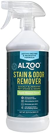 ALZOO Pet Stain & Odor Remover Spray for Dog & Cat Urine, Carpet, Furniture & Floors | Active Enzyme & Probiotic Formula | Apple Blossom Scent | Made in USA | 32 oz by ALZOO