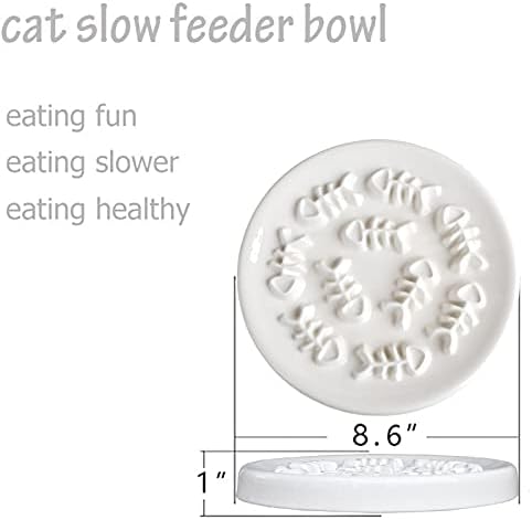 Lorde Slow Feeder Cat Bowls, Ceramic Fun Slow Feed Interactive Bloat Stop Puzzle Cat Bowl Healthy Eating Diet Pet Dog Slow Feeding Bowls… (Fish Bone) - Image 4