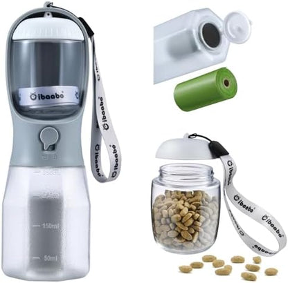 Cibaabo Dog Water Bottle with Food Container & Poop Bag Holder & Filter by Cibaabo
