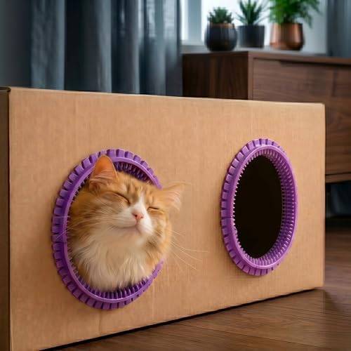 Cat Self Groomer Arch for Cardboard Boxes (Lavender | Start Kit) by TWWidgon
