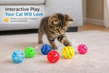 bulk buys Balls with Bells Cat Toys Set, Medium Breeds, 2 Packs. Includes 12 Balls. - Image 2