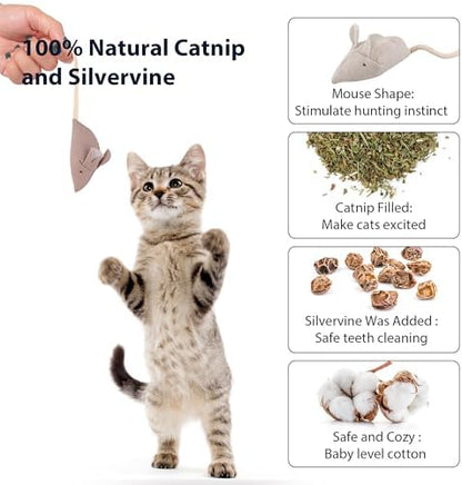 Catnip Mice Cat Toys, 6 Pcs Interactive Fabric Mouse Toys for Indoor Cats - Image 2