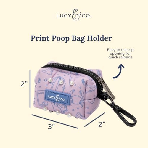 Lucy & Co. Magnificent Mermaid Pearl Dog Poop Bag Holder and Dispenser, Clips to Leash, Water-Repellent Neoprene, Includes Refill Roll - Image 3