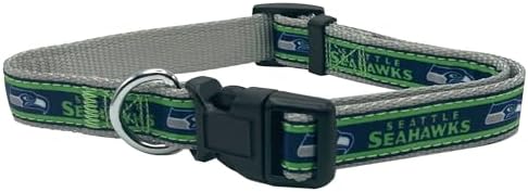 Pets First NFL Seattle Seahawks Licensed PET COLLAR, Medium - Heavy-Duty, Strong, and Durable Dog Collar. Available in 31 Football Teams and 4 Sizes by PETSFIRST