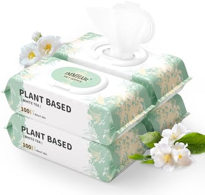 IMMHABI 400 Count Dog Wipes for Paws and Butt,Plant-Based Hypoallergenic Pet Wipes Cleansing & Deodorizing Wipes for Dogs Face and Body Wipes Cleaning Fur (White Tea) by IMMHABI