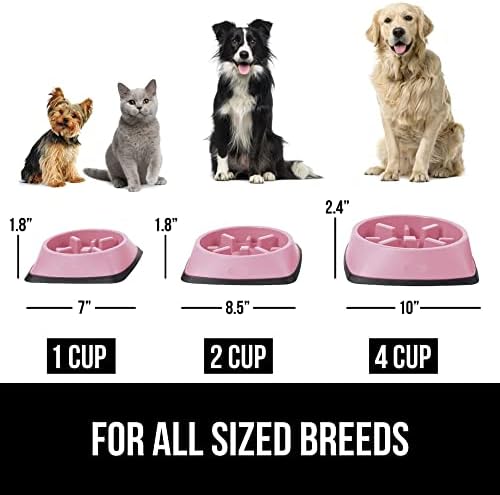 GORILLA GRIP® Patented Slow Feeder Dog and Cat Bowl, BPA Free, 1 Cup Pink - Image 6