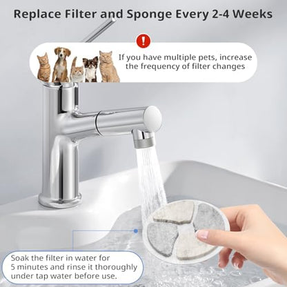 Stainless Steel Cat Water Fountain Filters, 10 Pack Replacement Filters Fit for Round 2L/67oz Automatic Pet Fountain, Filter with Triple Filtration System (10+10+10) - Image 6