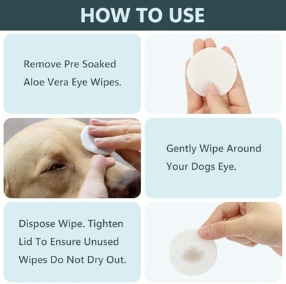 AOMIG Dog Eye Wipes for Discharge and Crust, Tear Stain Remover for Dogs, Gently Pet Wipes for Cats Eye Cleaner, Pet Wipers for Remove Eyes Debris Mucus Gunk, Puppy Ear Face Cleansing Pads 200ct - Image 5