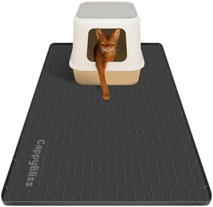 Cat Litter Mat, 34"x22" Waterproof Silicone, Litter Trapping by CappyBliss