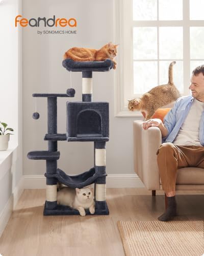 Feandrea Cat Tree, 44.1-Inch Cat Tower, Multi-Level Condo, Smoky Gray - Image 2