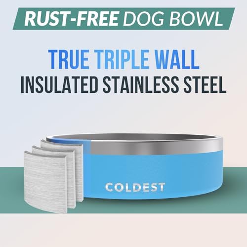 Coldest Dog Bowl - Anti Rust Metal, Non Slip, 3 Layers Insulated Stainless Steel Dog Bowls - Spill Proof & Heavy Duty - Water Bowl for Dogs, Cats & Pets, Dish Washer Safe (42 oz, Celestial Blue) - Image 3