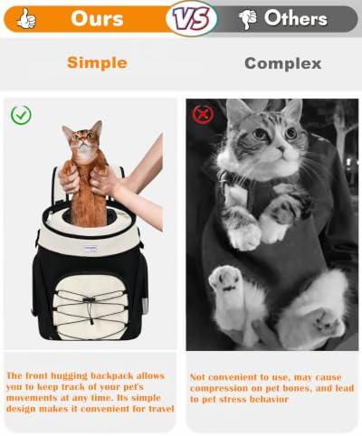 Pet Dog Carrier Backpack Small Dog Medium Cats Front Backpack with Storage Pockets,Adjustable Straps,Ventilated for Hiking Camping Travel,Max 14 lbs (Beige) - Image 6