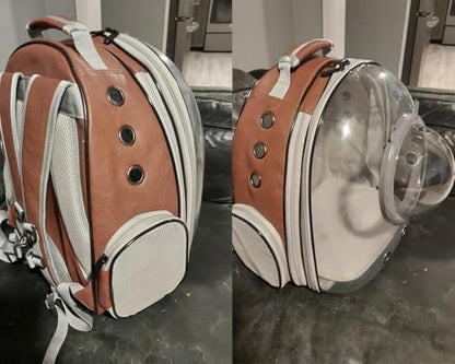 Expandable Cat Carrier Backpack, Backpack for Cats Kitten Small Puppy, Airline Approved Cat Bubble Backpack, Space Capsule Astronaut Carrier (Brown, Back Extension) - Image 6
