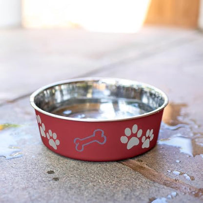 Loving Pets Bella Dog Bowls- Stainless Steel Dog & Cat Bowls - Spill Proof Dog Food Bowl, Cat Bowl, Puppy Essentials & Pet Supplies Great for Home & Travel (Large 35-65 lbs, Merlot) - Image 6